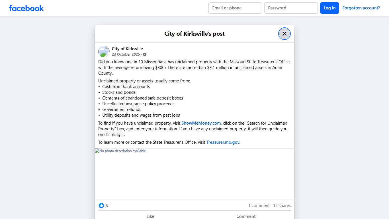 Did you know one in 10 Missourians... - City of Kirksville Facebook